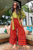 Bloc Stripe Wide Leg Pant Rioja & Rust